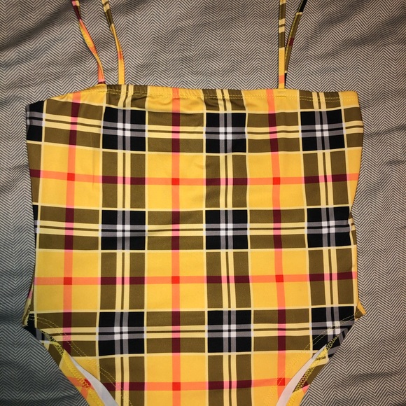 ZAFUL Yellow Plaid Tank Bodysuit - Picture 1 of 2